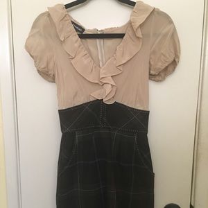 Bebe cream/plaid dress size 2
